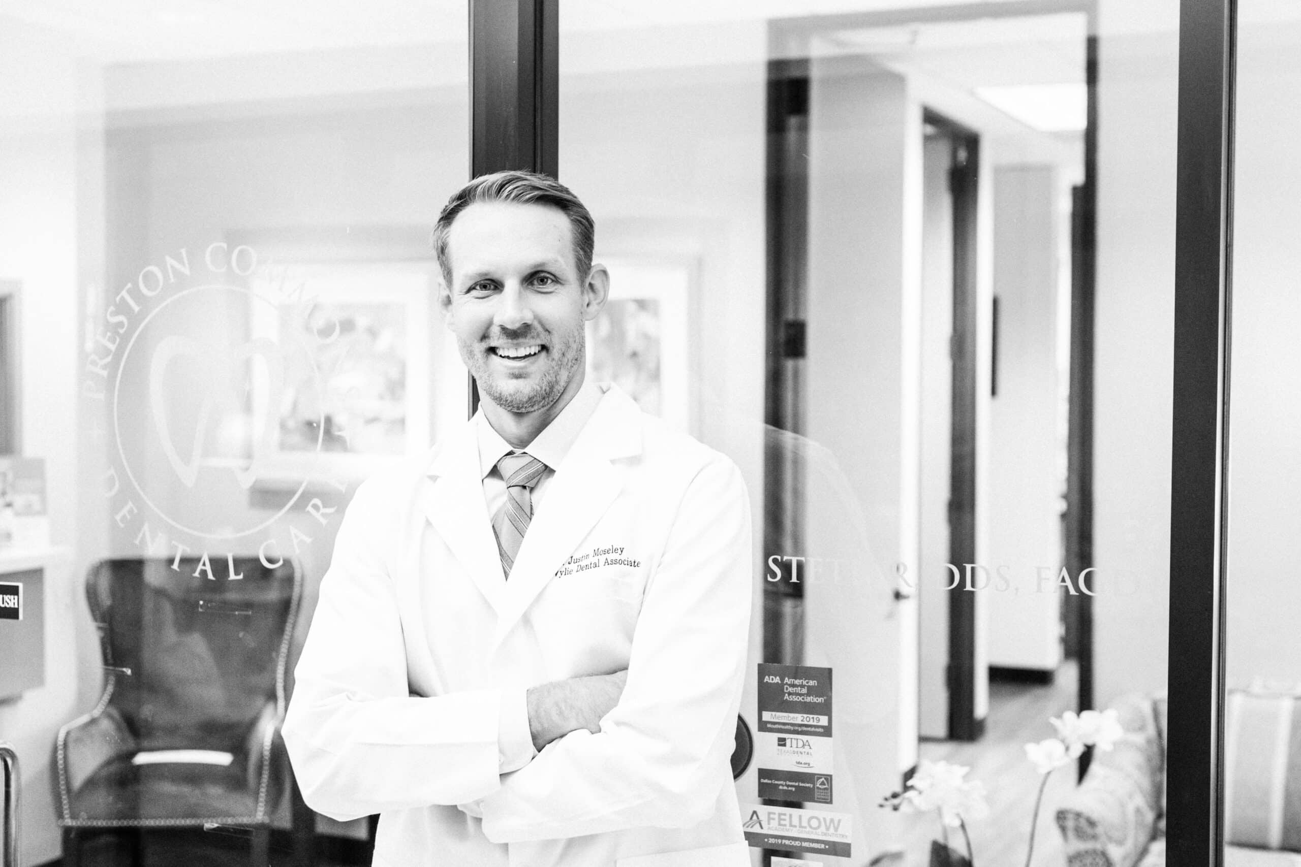 Dr. Moseley - black and white Patient Forms Dr. Moseley DR. Justin Moseley. Preston Commons Dental Care. General, Cosmetic, Restorative, Preventative Dentistry Dentist in Dallas TX 752253